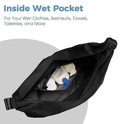 Ceneda Large Gym Bag for Women with Hidden Yoga Mat Holder & Shoe Compartment & Wet Pocket, Sports Duffle Bag for Travel - color: Black