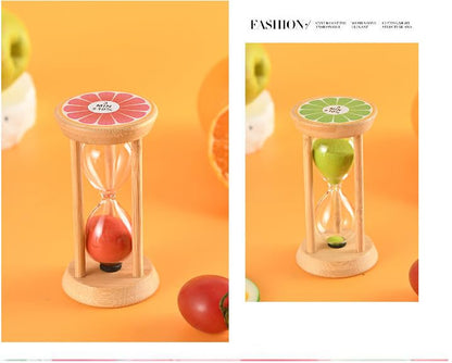 Mini Wooden Sand Timers,100% Bamboo Hourglass Watch 5 Min Fruit Sandglass Timer for Toothbrush Timer Games Classroom Home Office Cooking(Lemon+Green+5Min) - color: Lemon+green, size: 5Min