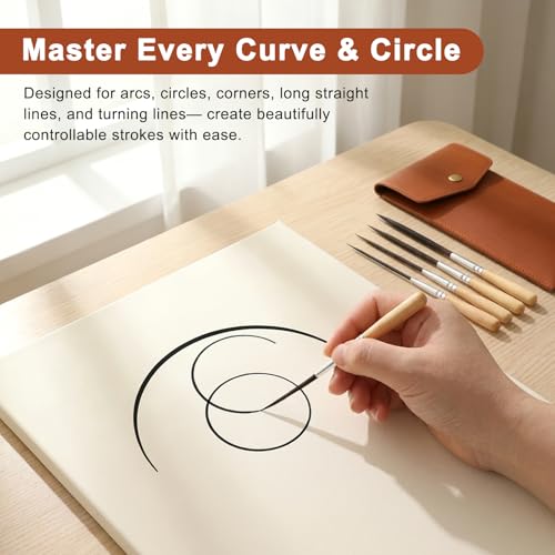 5 PCS Long Liner Paint Brushes with Storage Box, Detail Paint Brushes, Highly Flexible Liner Brush, Extra Long Fine Point for Acrylic Oil Scroll Outlining Drawing