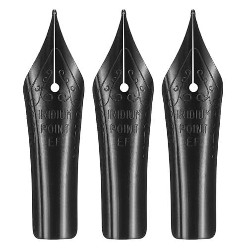 PATIKIL 0.38 mm Line Width Fountain Pen Nib Replacement, 3 Pack 304 Stainless Steel Special Spare Ink Dip Calligraphy Pen Nib for Drawing Writing Signing, Black(EF Tip) - color: Black