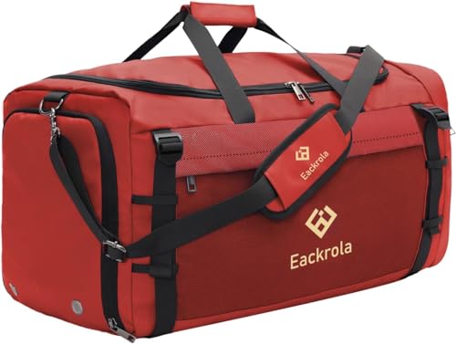 Extra Large Sports Gym Bag, Travel Duffel bag with Wet Pocket & Shoes Compartment for men women, 85L, Lightweight （Red） - color: Red, size: 85L