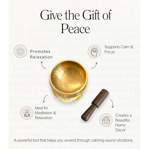 3 Inch Hand-Hammered Singing Bowl Gift Set - Includes Mallet, Cushion & Gift Box - Tibetan Singing Bowl for Mindfulness, Yoga, Spring Renewal & Relaxation- Made in Nepal - size: 3 inch
