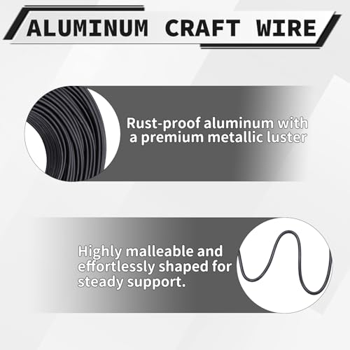 9 Gauge Aluminum Craft Wire, 100 Feet 3mm Bendable Metal Wire for Jewelry Making, Sculpting and Floral Design, Soft Armature Wire for DIY Crafts (Black) - size: 9 Gauge(3mm), style: Black