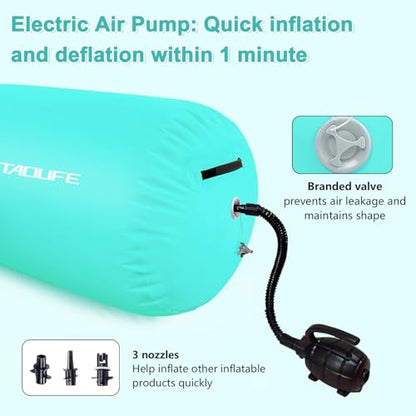 Gymnastics Air Roller Air Barrel, Inflatable Tumble Roller Mat, Air Roller Gymnastics Barrel Kids Back Somersault Backbend Trainer for Yoga Training Cheerleading Home Use - color: Mintgreen, size: 32inch*24inch-have pump