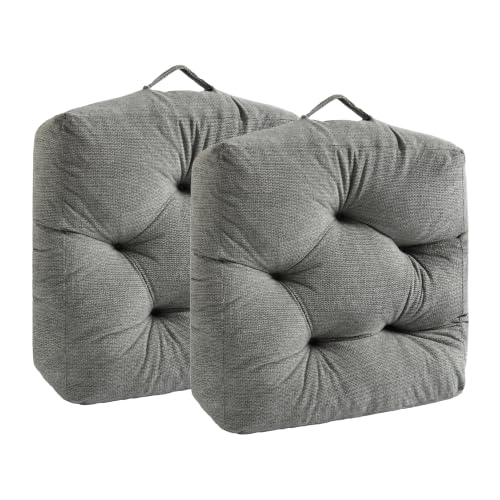 Floor Pillow Cushion with Handle for Adults Women Men | Large Meditation & Sitting Cushion Pillow for Tatami, Living Room, Yoga (2, Gray, Square, 22" x 22" x 6") - color: Gray, Square