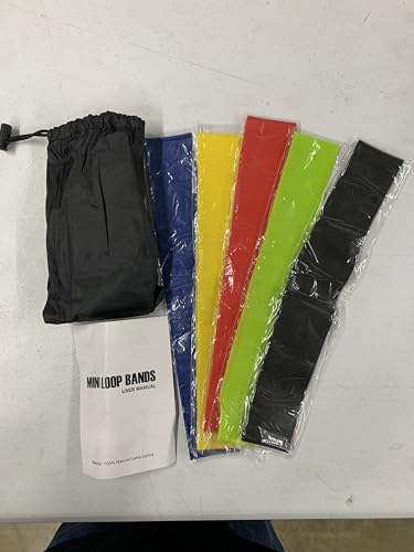 Mini Loop Resistance Bands, 100% Natural Latex, 5 Pack with Carrying Bag, Light to Extra Heavy