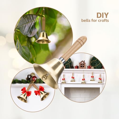 Flezoo 3.15inch Brass Super Loud Hand Bell for Dinner Wedding Office | Clear Loud Brass Tone, Rustproof Solid Build, Comfort Grip, For Elderly Wedding Office Training, Multi-Purpose Call Bell - size: Medium