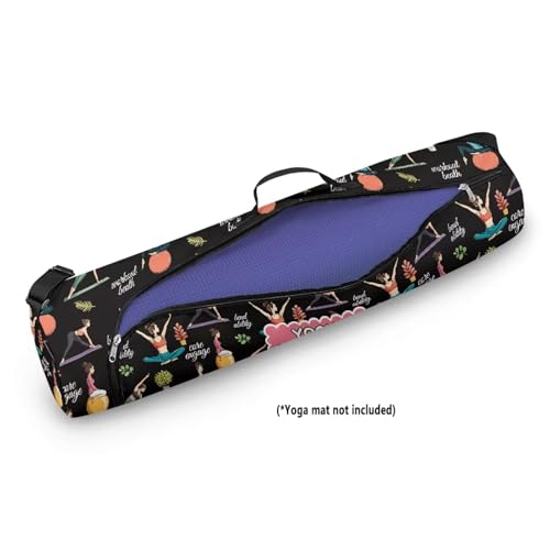 Yoga Mat Bag Portable Yoga Mat Holder with Adjustable Strap Lighweight Gym Tote Bag with Handle - color: Yoga Theme