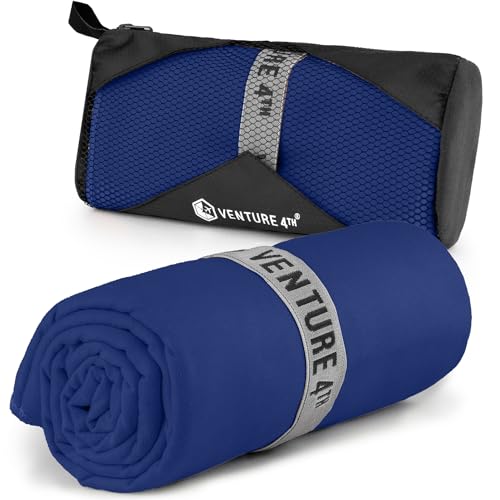 VENTURE 4TH Quick Dry Microfiber Towel for Camping & Gym - Navy Blue Large - color: Navy Blue, size: 60.00" x 31.50"