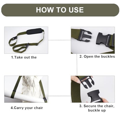 GORGECRAFT Adjustable Carrying Strap Beach Chair Backpack Anti-Slip Shoulder Carry Straps Replacement Universal for Foldable Bikes Scooter Camping Backpacking Picnics Outdoor Olive Green 106-176cm - color: Dark Olive Green