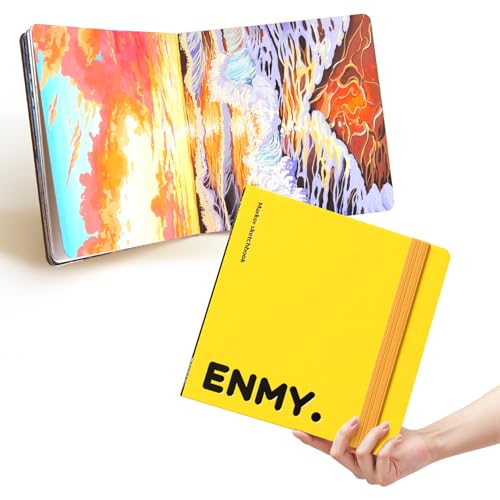 ENMY Acrylic Marker Sketch Pad, 6.7×6.7 Bleed-Proof Marker Paper,140lb/300gsm Heavyweight Sketchbook, 30 Sheets Drawing Pad Glue-Bound with Hard Backing for Artists, Students (L 17×17 cm) - size: L（6.7×6.7 inch）