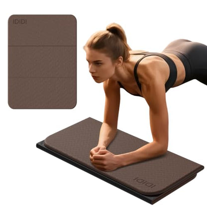 Foldable Exercise Pad Extra Thick 1.2" x 14" x 24" - color: Dark brown+black