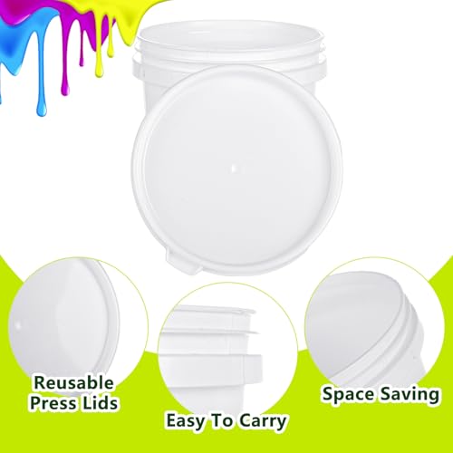 4 Pack Small Paint Bucket for Painting Pint Touch Up Paint Containers with Lids Empty Paint Cans Plastic Paint Storage Containers 1/2 Quart Paint Cans Hand Held Paint Pail for Leftover Paint
