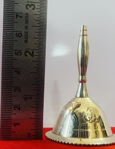 Indian Consigners Hand Bell Loud Brass Call Bells 3 Inches Altar Pendulam Use (Triquetra) - color: Triquetra