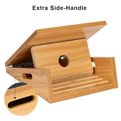 StrongTek Wooden Slant Board, Extra-Large 16 x 18 in, 5 Adjustable Angles | Standard and XL Sizes, Full or Partial Non-Slip Surfaces, Side Carry Handle, Calf and Ankle Stretching, Squats and Rehab - style: Extra-Large
