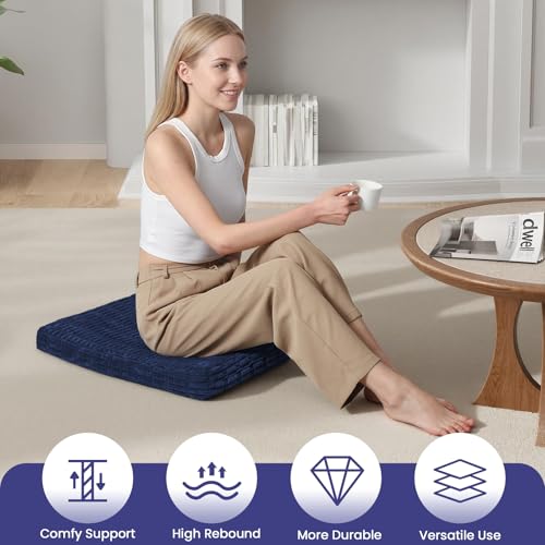 Meditation Cushion, Meditation Mat with Knee Support,Deep Blue - color: Deep Blue, size: 24X24X2 Inch