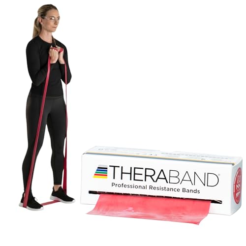 THERABAND Resistance Bands, Workout Band, Exercise, Physical Therapy, Red - color: Red - Medium