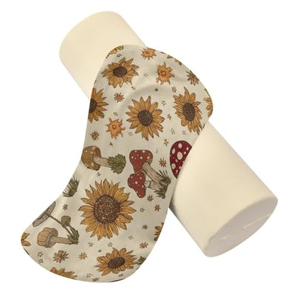 Bolster Pillow Neck Pillow Round Soft Health Memory Foam Pillows Long Cylindrical Body Pillow with Removable Cover Cute Back Yoga Autumn Mushrooms Sunflower Yellow 17" x 5.5" - color: Autumn Mushrooms Sunflower Yellow