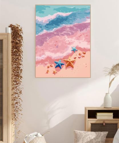 ZRIZQ Paint by Numbers Kit for Adults Beginner,Beach Scenery,16x20 | Full set with rich paints,wooden brushes,rolled canvas.Calming activity.Beginner friendly.Just open and paint. - color: 16"X20"Rolled Canvas-Beach 2
