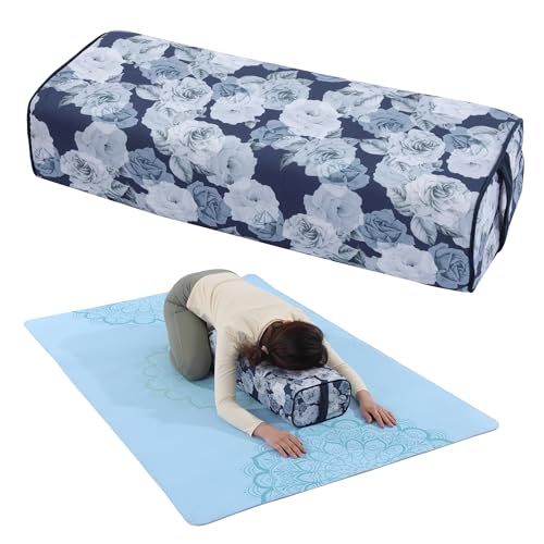 MABOZOO Printed Yoga Bolster Pillow, Triple-Layer Bolster Pillow with Canvas Cover, Rectangular Meditation Cushion for Restorative, Meditation