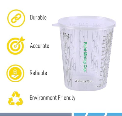 CANOPUS 72-oz Paint Mixing Cups, Pack of 12 Cups with 3 Lids, Reusable and Solvent-Resistant Clear Plastic Containers for Paint, Epoxy, Resin, Oil, and Thinner - size: 72 oz