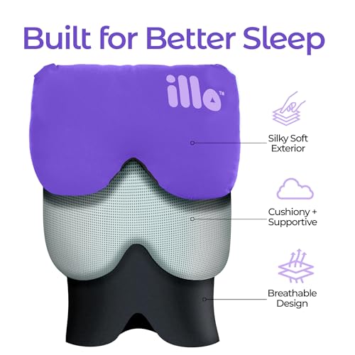 illo Sleep Mask for Women, Thick Fluffy Full Head Blocks Light Muffle Sound - color: Violet Dream
