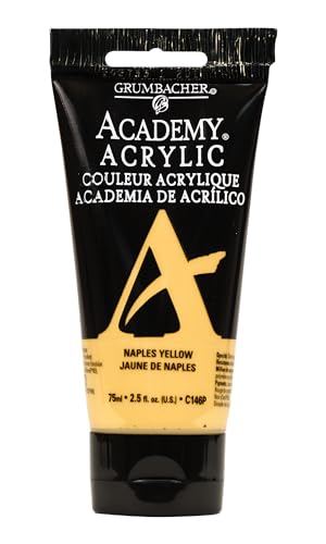 GRUMBACHER Academy Acrylic Paint, 75ml/2.5 Ounce Plastic Tube, Naples Yellow (C146P) - color: Naples Yellow, size: 2.5 Ounce (Pack of 1)
