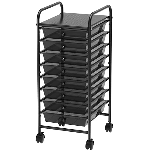 Simple Houseware 8 Drawers Rolling Utility Cart Art Craft Storage, Black - color: Black, size: 8 Drawers