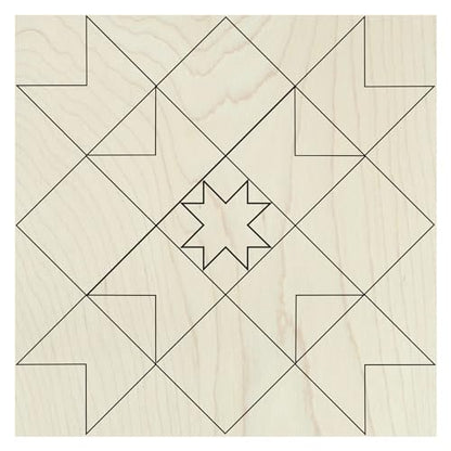 Wooden Barn Quilts | Unfinished Wood Quilt Block Painting Sign | DIY Painting Craft Kit for Adults | Farmhouse Wall Art and Quilting Decor (18 inches, Patchwork Star) - size: 18 inches