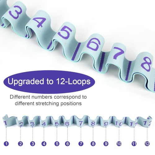 Elastic Yoga Stretching Strap with Loops, CEILIWEN Stretch Straps for Physical Therapy, Pilates Stretch Band, Elastic Exercise Bands, Leg Stretching Strap, Stretch Resistance Bands for Exercise - color: 12 Loops - 2 PCS