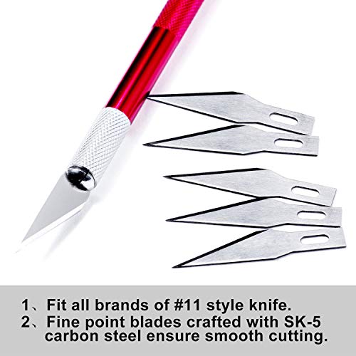 Onwon 100 Pieces Versatile Hobby Blades #11 Replacement Carbon Steel Art Blades for Craft Hobby Knife, DIY Paper Fabric Plastic Wood Cutting Tool for Art Cutting Carving Sculpture Trimming Scrapbooks
