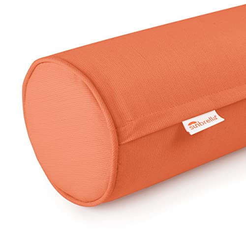 Austin Horn Classics Sunbrella Set of 2 Zippered Neck Bolster Pillow, Made with Sunbrella Fabric, Cylinder Pillows, for Couch & Bed, Decorative Round Throw Pillow, Back & Neck Support (Cayenne) - color: Cayenne, size: Medium
