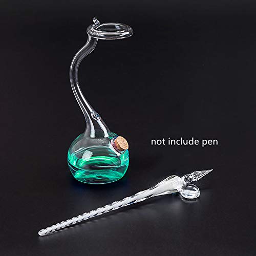 Earlyred Glass Dip Pen Washing Holder Crystal Inkwell Signature Fountain Pen Seat Office Student Graduation Birthday Present Gift (Penholder only)