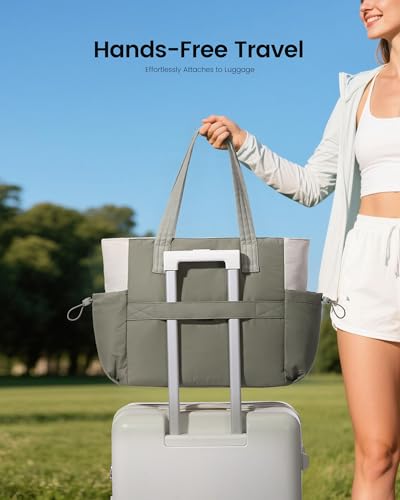 LOVEVOOK Travel Tote Bag for Women, Fits 15.6-Inch Laptop - color: Green-white, size: 15.6 inch