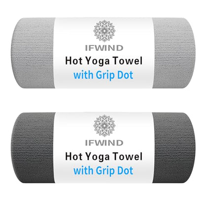 2 Pack Yoga Mat Towels with Grip Dot,Anti-Slip Hot Yoga Towel,Absorbent Microfiber Sweat Mat Cover Towel,Bikram Pilates Fitness