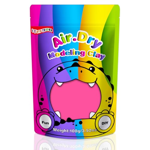 ifergoo 100g Pink Air Dry Clay, 3.5oz DIY Creative Modeling Clay for Kids | Refill Foam Magic Clay for School Art & Craft Project, Slime Supplies, Ultra-light & Soft, Gift for Age 3-12 Boys & Girls - color: Pink/100g
