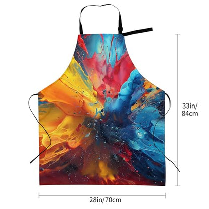 Artist Painting Apron with 2 Pockets Painters Art Aprons Gifts for Women Men - color: Colorful Paint Splatter Art