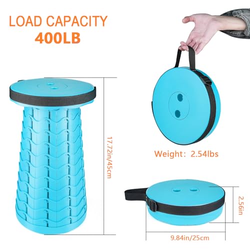 Boreeman Upgraded Folding Stool Lightweight Yet More Sturdy with Load Capacity 400lbs Portable Collapsible Stool for Camping Fishing Hiking BBQ (Light Blue) - color: Light Blue