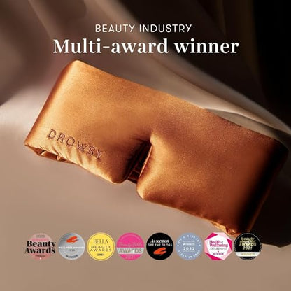 DROWSY Silk Sleep Mask - Face-Hugging, Padded Cocoon for Luxury Sleep in Total Darkness - 100% Pure Mulberry Silk (Tuscan Kiss) - color: Tuscan Kiss, size: 1 Count (Pack of 1)
