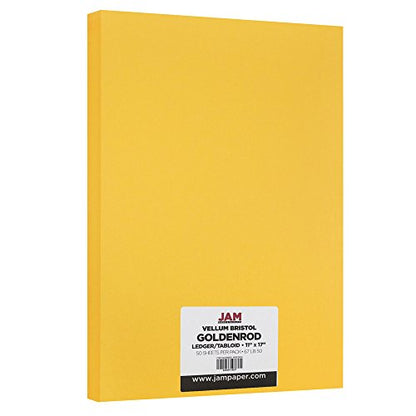 JAM PAPER Vellum Bristol 65lb Cardstock - 11 x 17 Ledger Size Coverstock - 147 gsm - Goldenrod - 50 Tabloid Sheets/Pack - color: Goldenrod, size: 11" x 17"