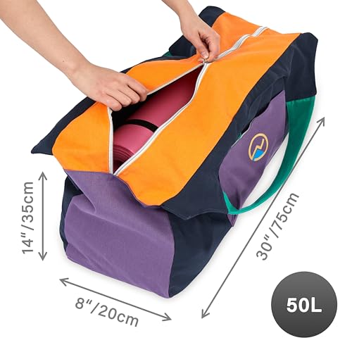 JoYnWell Yoga Bags and Carriers Fits All Your Stuff, Extra Large Yoga Mat Bag Full Zip Yoga Mat Bag with 3 Zipper pockets - color: Black-Multicolor