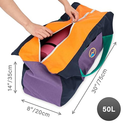 JoYnWell Yoga Bags and Carriers Fits All Your Stuff, Extra Large Yoga Mat Bag Full Zip Yoga Mat Bag with 3 Zipper pockets - color: Black-Multicolor