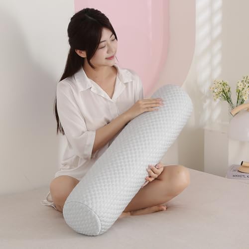 Summer Cool Touch Cylindrical Body Pillow, Round Bolster Pillow for Sleeping, Sofa Headrest Cushion, Blue, Grey，Multiple (Grey, 31.5 * 7.9in) - color: Grey, size: 31.5*7.9in