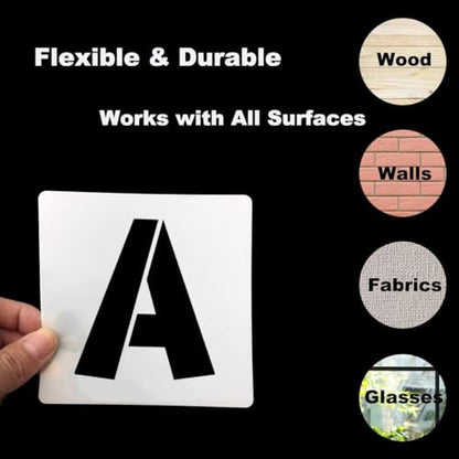 12 Inch Letter Stencils for Painting - 42 Pack Alphabet Letter and Number Stencil Templates with Signs for Painting, Reusable Letters Numbers Stencils for Chalkboard Wood Crafts & Wall Decor - size: 12 Inch