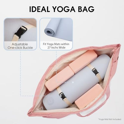 sportsnew Large Yoga Mat Bag Trolley Sleeve Gym Carrier Shoe Bag Wet Pocket | water-resistant fabric, large capacity,wide full-zip opening,separate shoe bag,2 yoga mat holder straps,multi-pocket storage - color: Pink