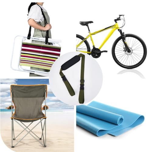 GORGECRAFT Adjustable Carrying Strap Beach Chair Backpack Anti-Slip Shoulder Carry Straps Replacement Universal for Foldable Bikes Scooter Camping Backpacking Picnics Outdoor Olive Green 106-176cm - color: Dark Olive Green