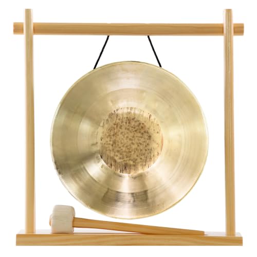8" to 10" Gongs on My Little Pagoda Gong Stand - Includes Stand, Mallet, & Your Choice of Gong/Perfect Desktop Gong/Sound Healing & Meditation/Bronze Gong/Wooden Stand - size: 10" Opera