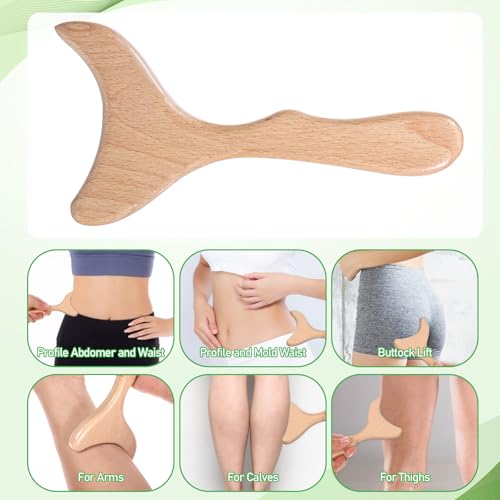 Lymphatic Drainage Massager, Natural Wood Therapy Massage Tools One-Handed Gua Sha Body Tool Manual Anti-Cellulite Sculpting Board for Muscle Release, Fascia Massage, Body Contouring - 1 Pack