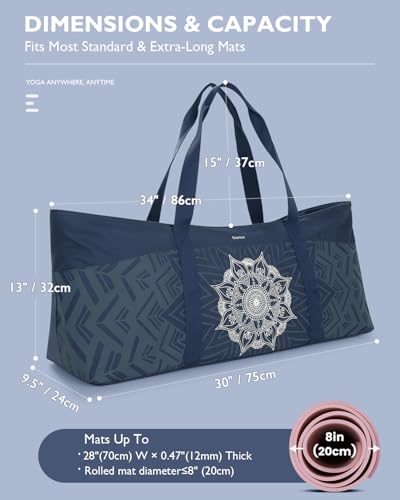 Gonex Yoga Mat Bag, Extra Canvas Gym Bag with Waterproof Pocket Metal Zipper, Fits Mat & Blocks, Stylish Yoga Mat Carrier for Women, Ideal for Yoga, Pilates, Workout, Travel - color: Blue