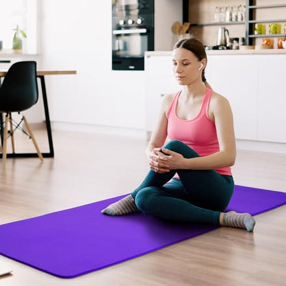 Fitvids Yoga Mat, 1/2-Inch Extra Thick High Density Exercise Mat, Anti-Tear Exercise Yoga Mat with Carrying Strap, Suitable for Various Yoga Exercises - color: Purple